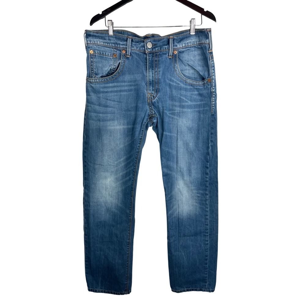 Levis 504 Regular Straight Fit Mid Rise Jeans 36x34 Medium Wash Blue Denim